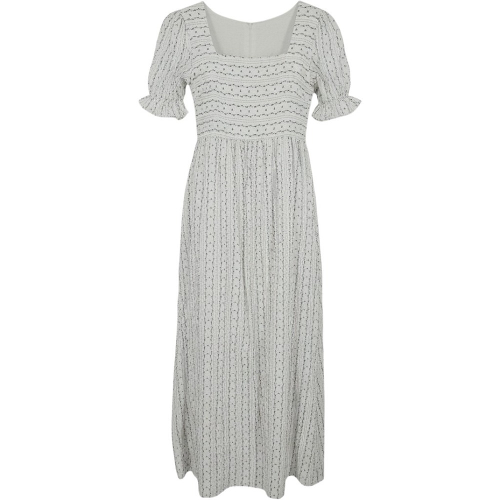 Pomander Place Cottagecore Midi Dress White Blue Floral Tuckernuck Puff XL